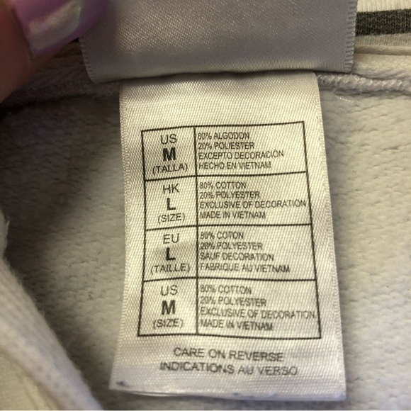 DISNEYLAND Resort White & Grey Striped Pullover Hoodie Size Med - Picture 7 of 11